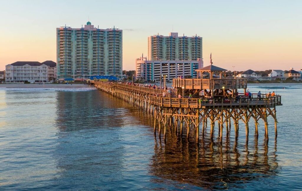 View of Cherry Grove Pier and Prince Resort from the water